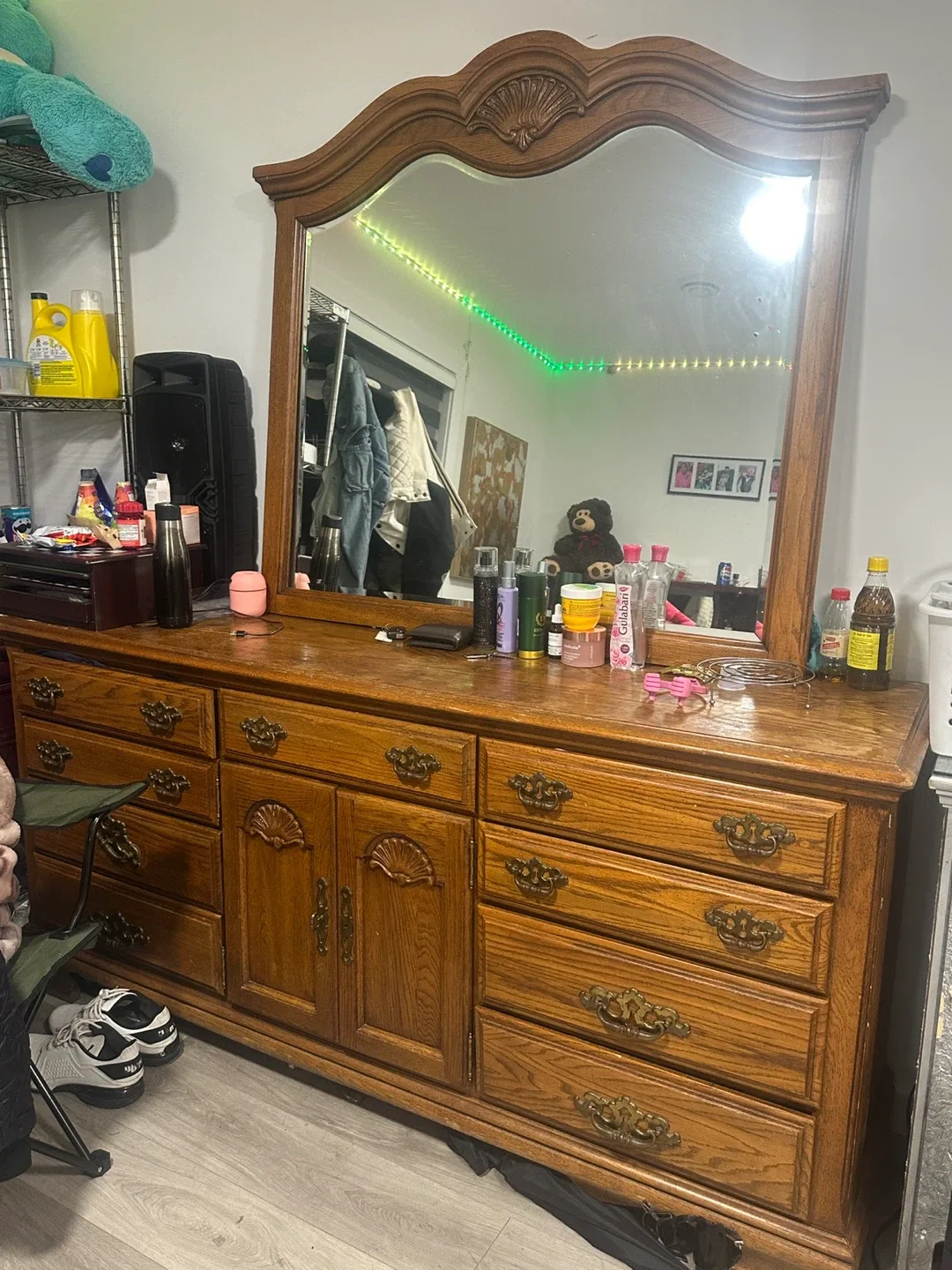 Wooden Dresser with Mirror