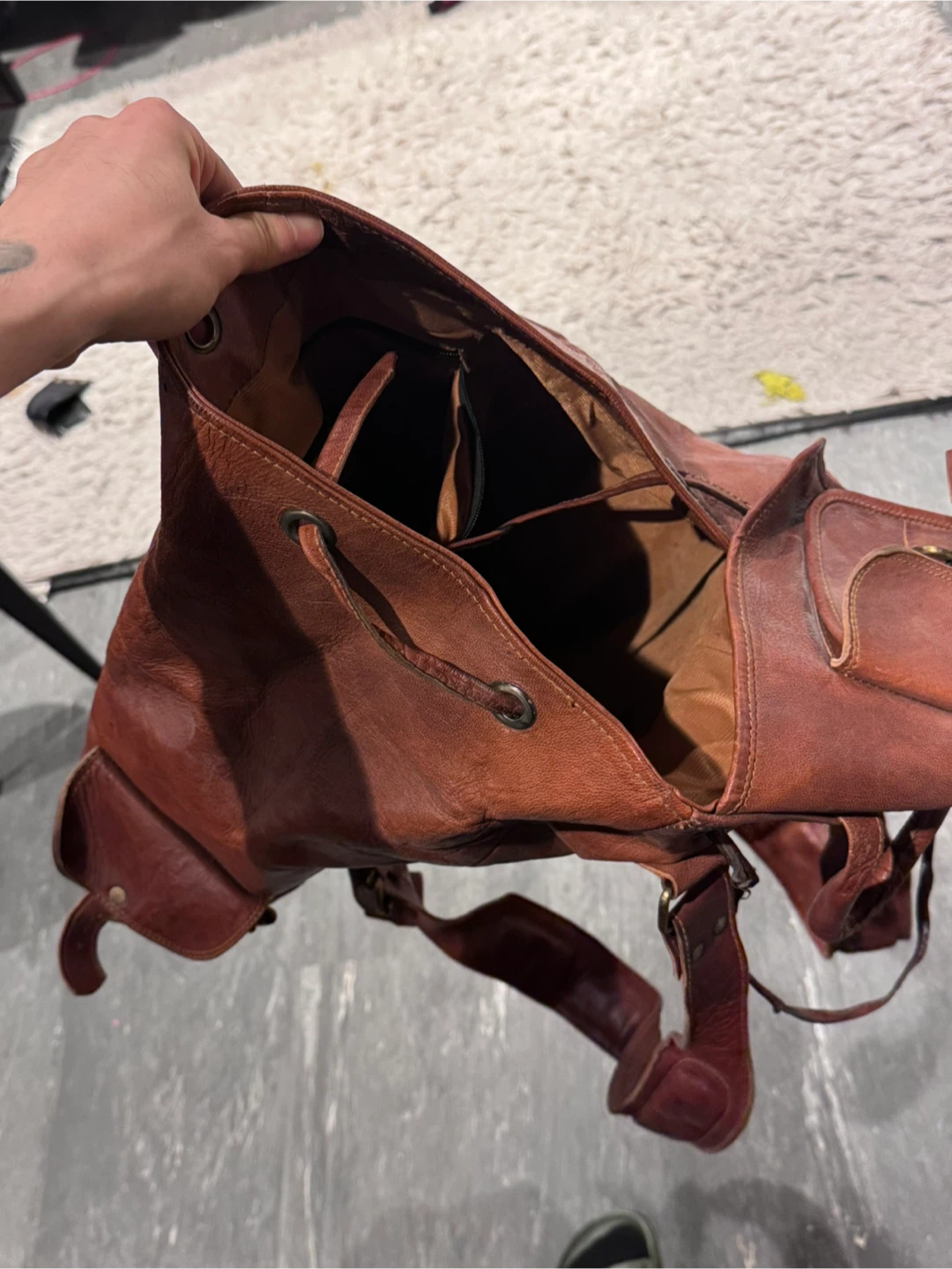 Vintage Genuine Leather Travel Backpack / Large Brown Rustic Bag - photo 3