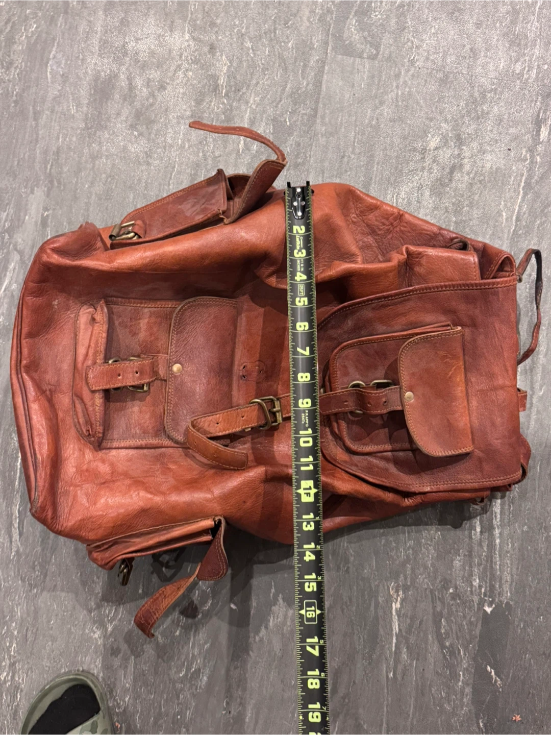 Vintage Genuine Leather Travel Backpack / Large Brown Rustic Bag - photo 5