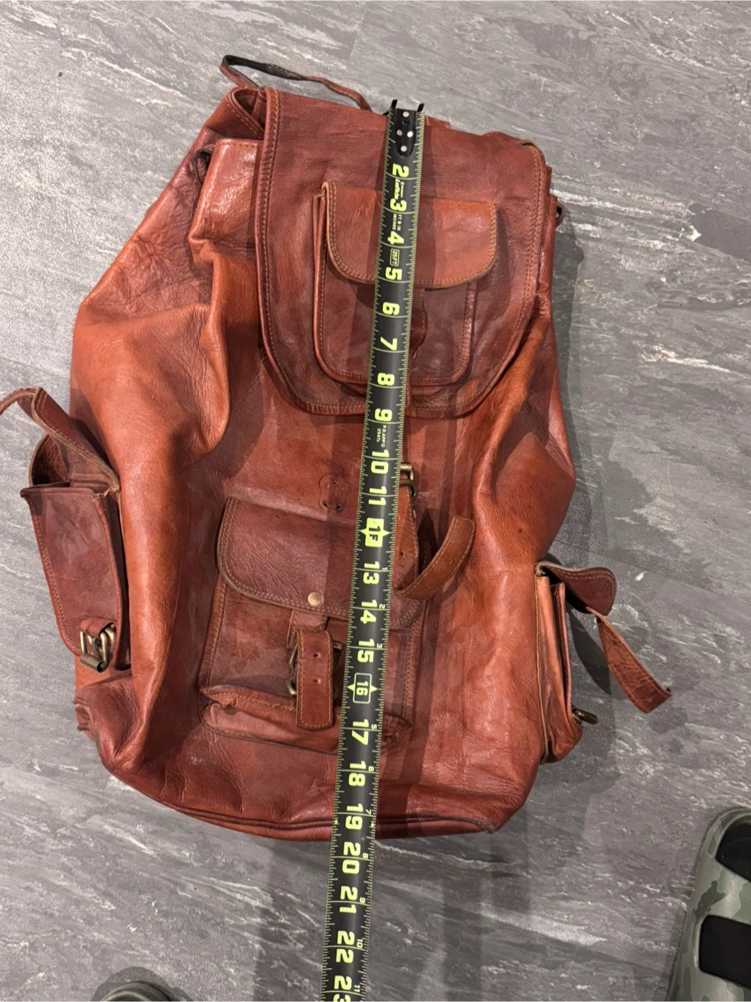 Vintage Genuine Leather Travel Backpack / Large Brown Rustic Bag - photo 4