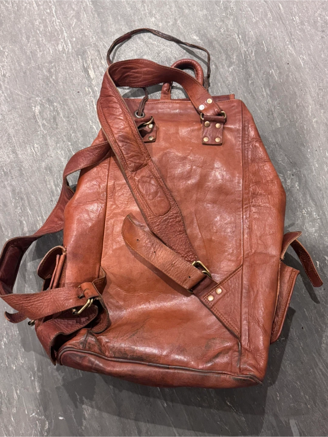 Vintage Genuine Leather Travel Backpack / Large Brown Rustic Bag - photo 2