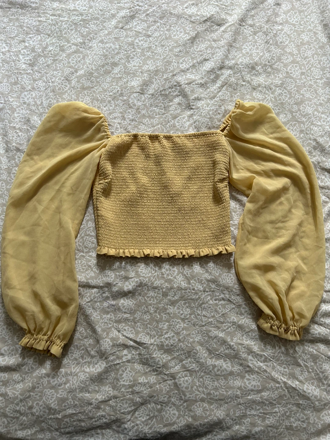 Wilfred- Yellow Smocked Crop Top - photo 2