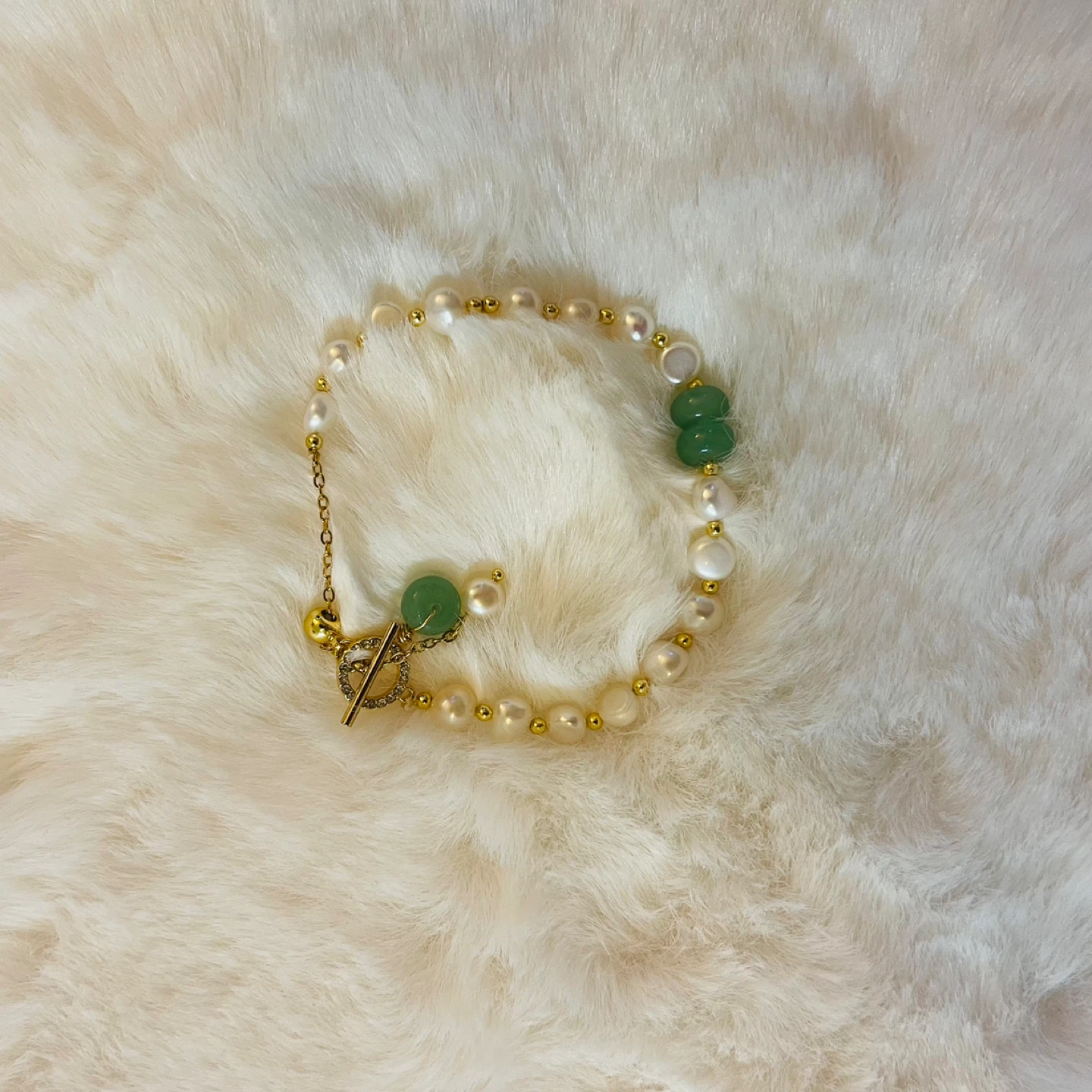 Freshwater Pearl & Green Beaded Bracelet - photo 2