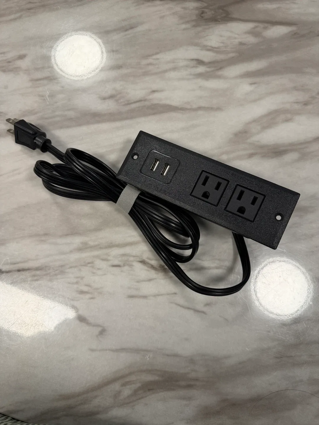 Black Power Strip with USB Ports