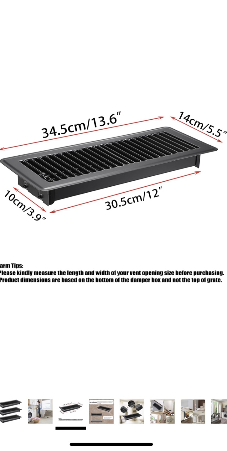 3 Pack Floor Register Vent Covers - Black 4x12 Inch - photo 4