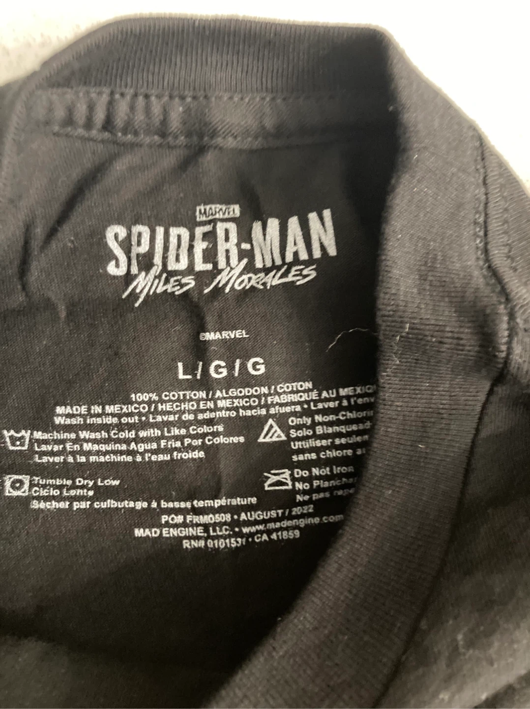 Marvel Spider-Man Miles Morales T-Shirt youth Size L - photo 2
