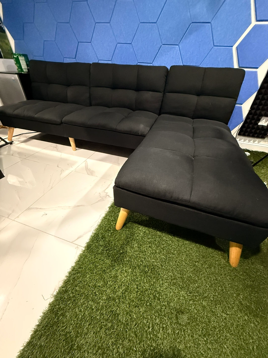 Black Sectional Sofa Couch - photo 2
