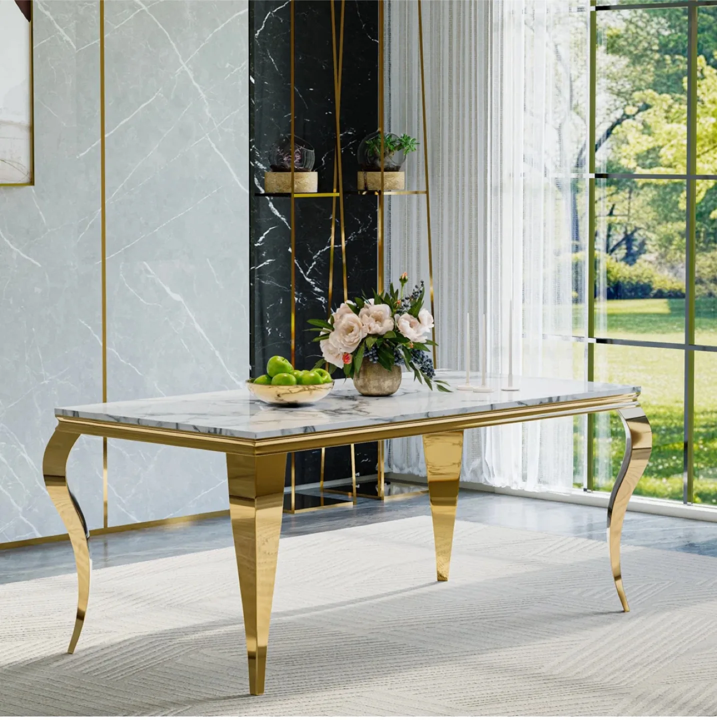 Brand New Connie Faux Marble Dining Table- still inside the box image indicator(2)