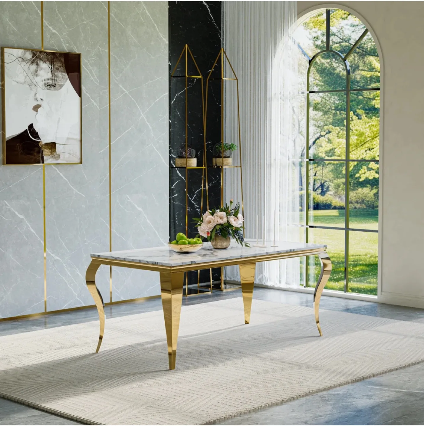 Brand New Connie Faux Marble Dining Table- still inside the box image indicator(6)