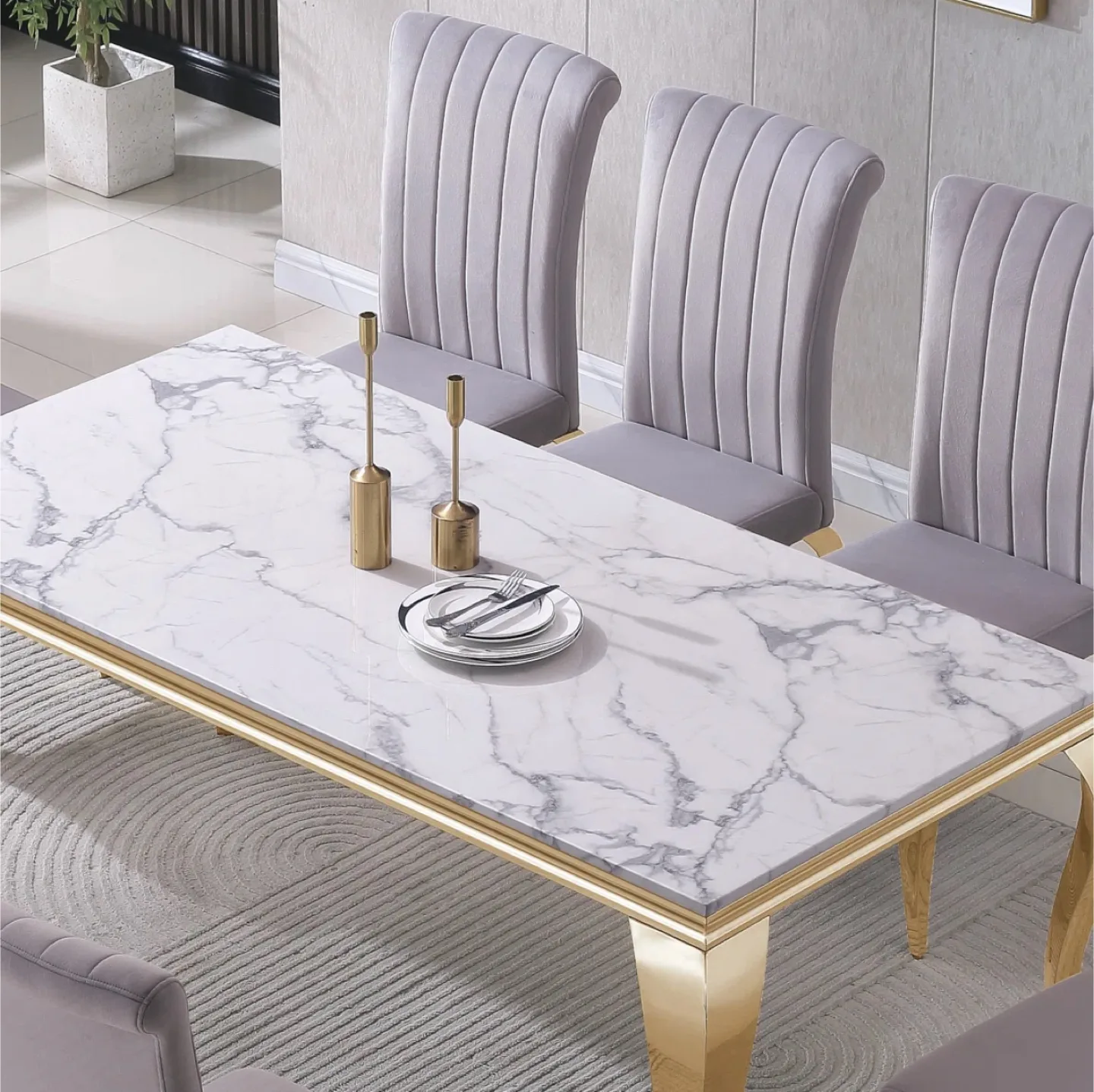 Brand New Connie Faux Marble Dining Table- still inside the box image indicator(3)