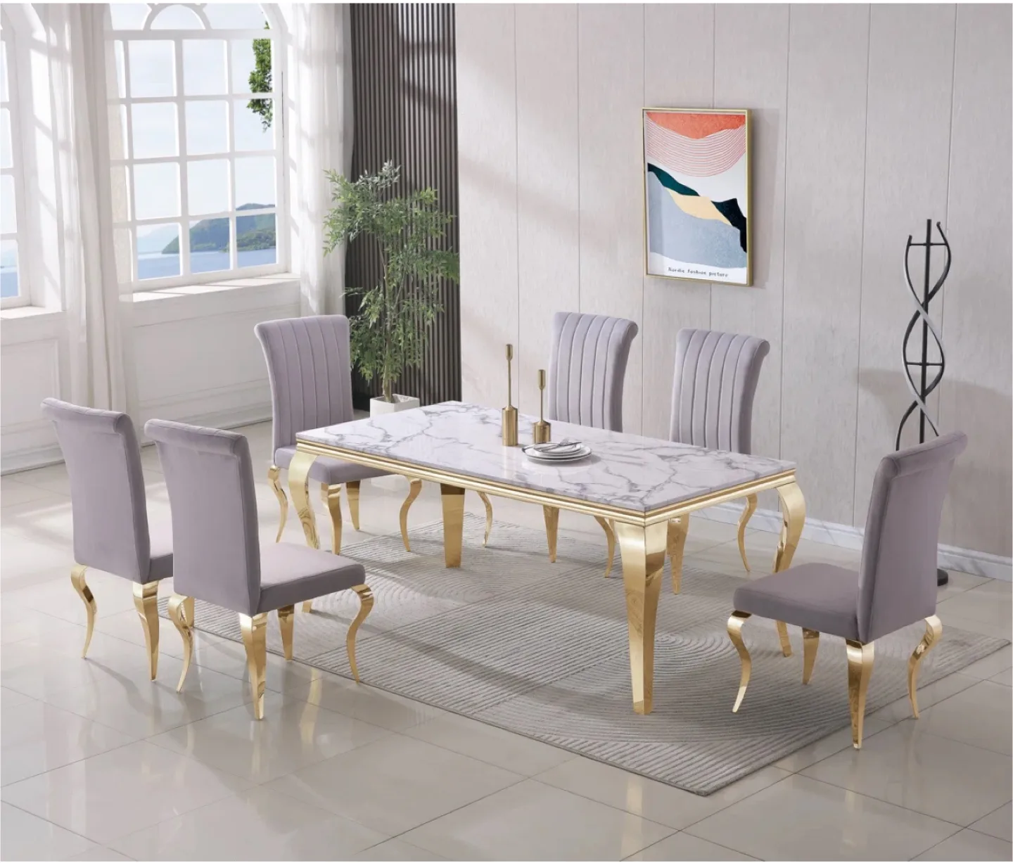Brand New Connie Faux Marble Dining Table- still inside the box image indicator(7)