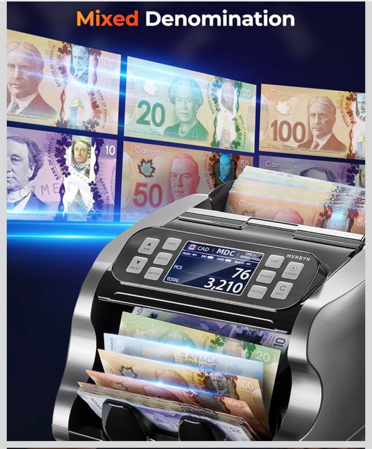 MUNBYN IMC22 Money Counter Machine - Mixed Denomination - photo 3