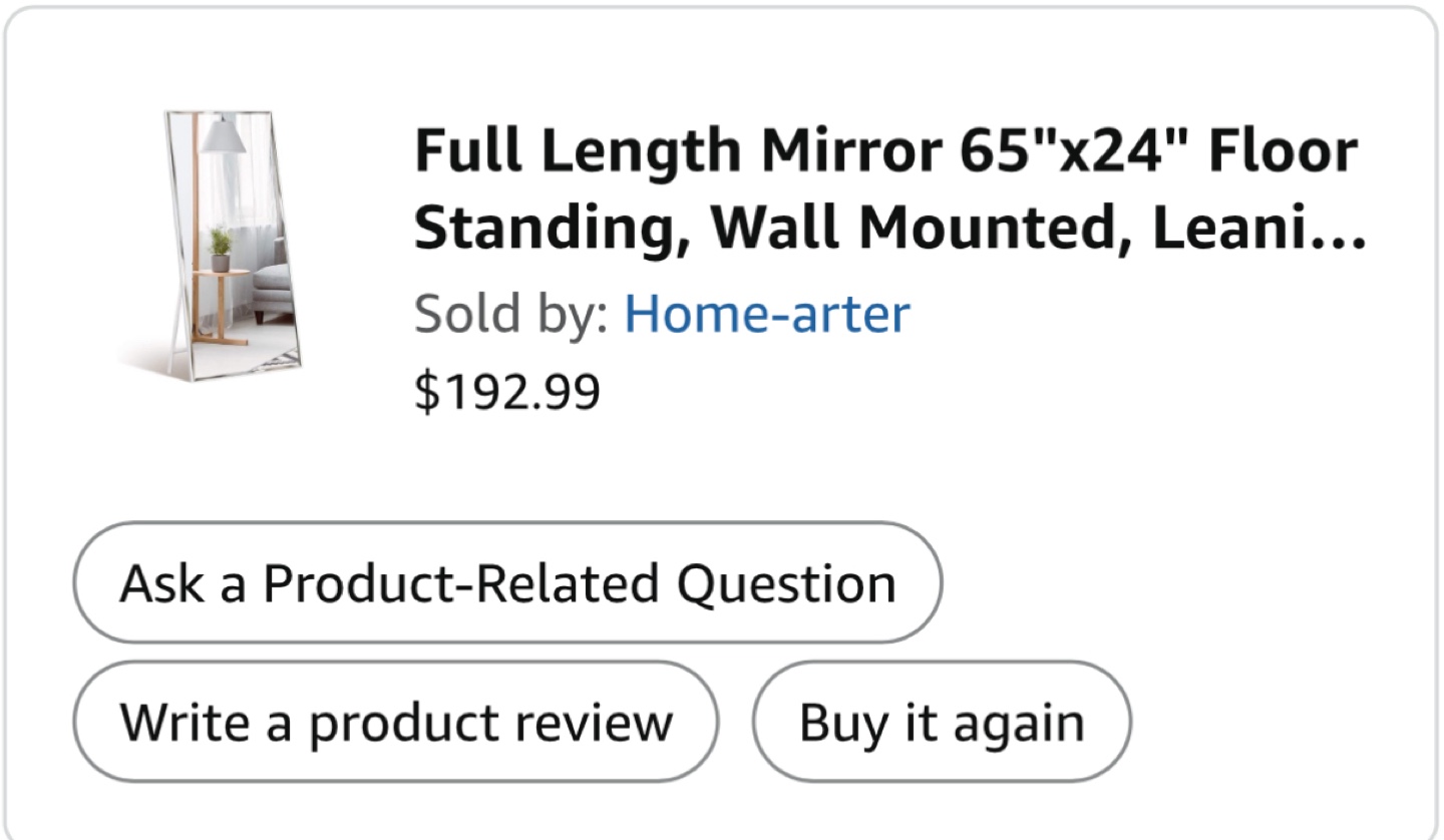 Wiftrey Full Length Mirror 65"x24" - photo 3
