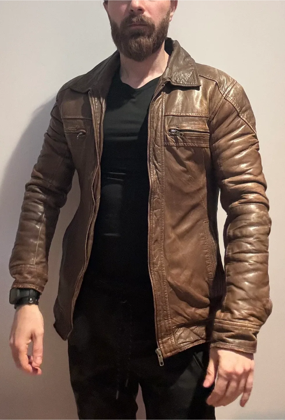 Modango Milano Genuine Leather Jacket Warm Size S