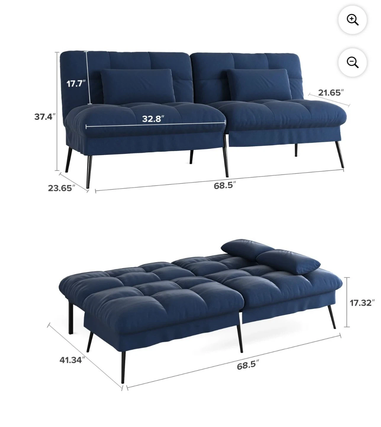 Blue Futon Sofa Bed - photo 2
