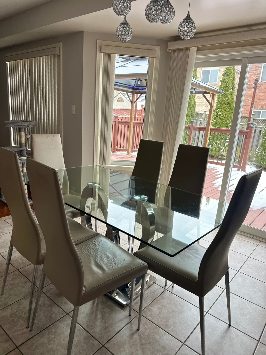 Glass Dining Table with 6 Chairs - Modern Design image indicator(2)