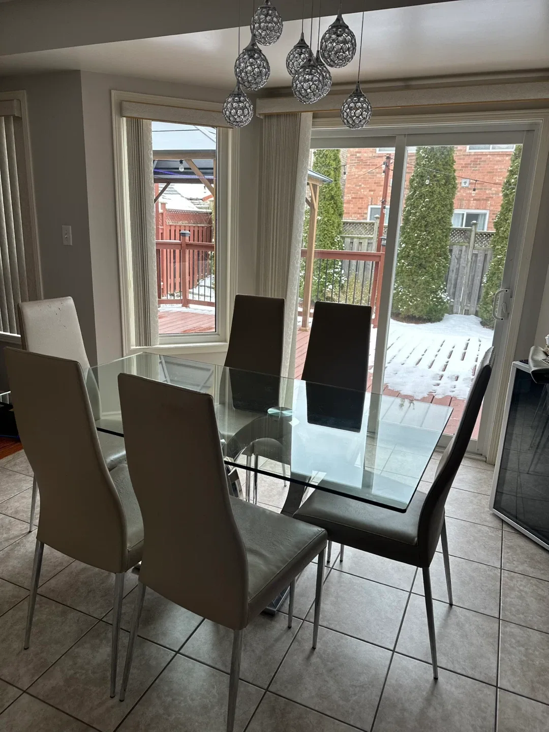 Glass Dining Table with 6 Chairs - Modern Design