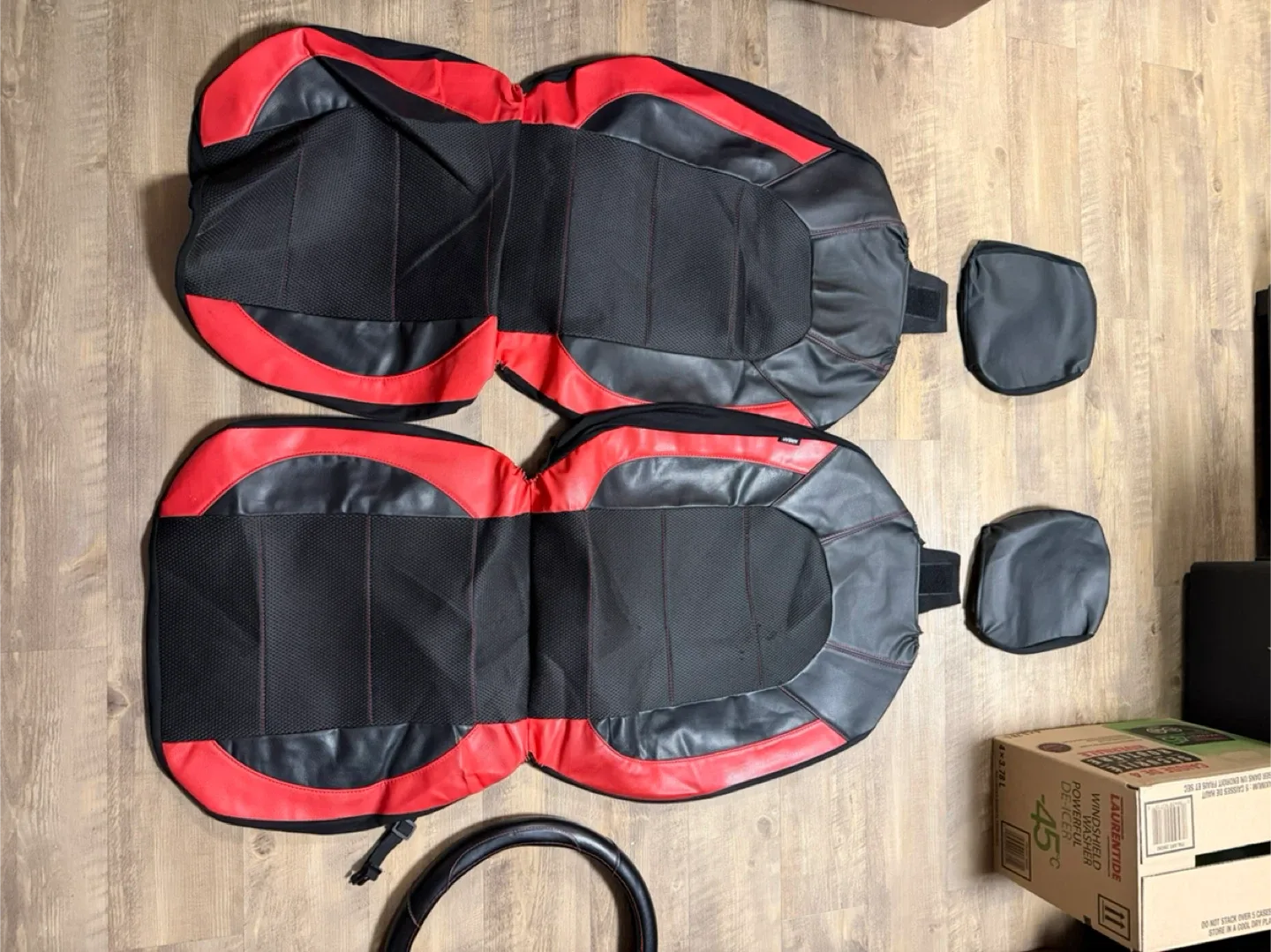 Car Seat Covers & Steering Wheel Cover - Red & Black