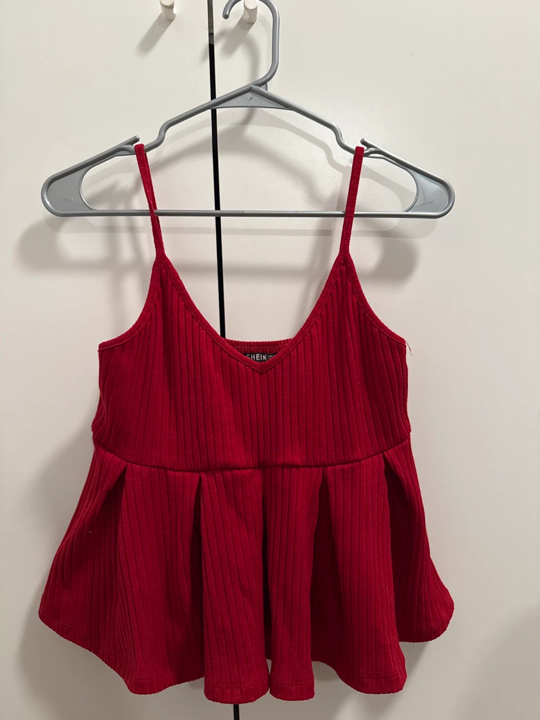 SHEIN Red Peplum Cami Top