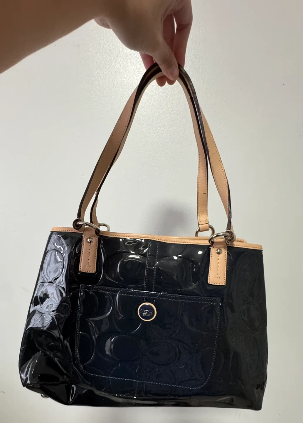 Coach Black Patent Leather Tote Bag