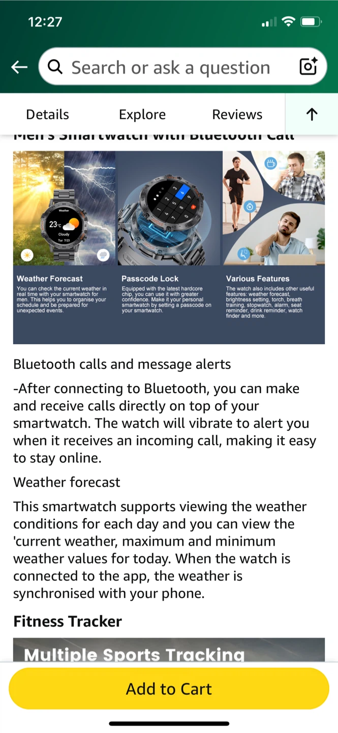 LIGE 1.39" HD Military Smart Watch - photo 2