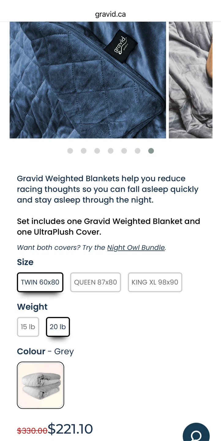 Gravid Weighted Blanket - Twin Size, Grey with blue cover - photo 3