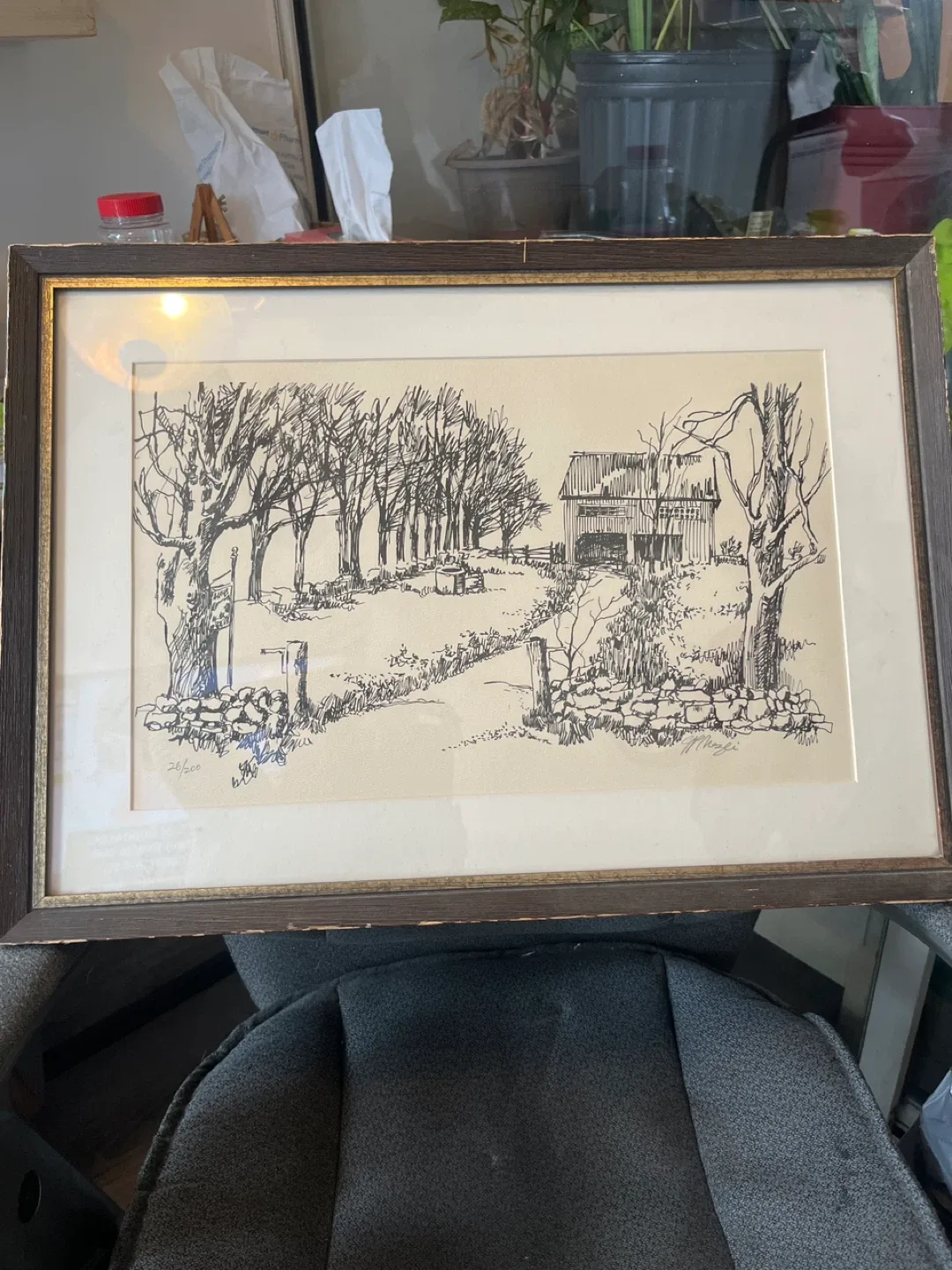 Framed Barn & Trees Print