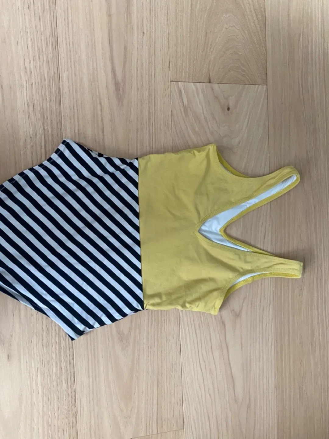 Striped & Yellow One-Piece Swimsuit