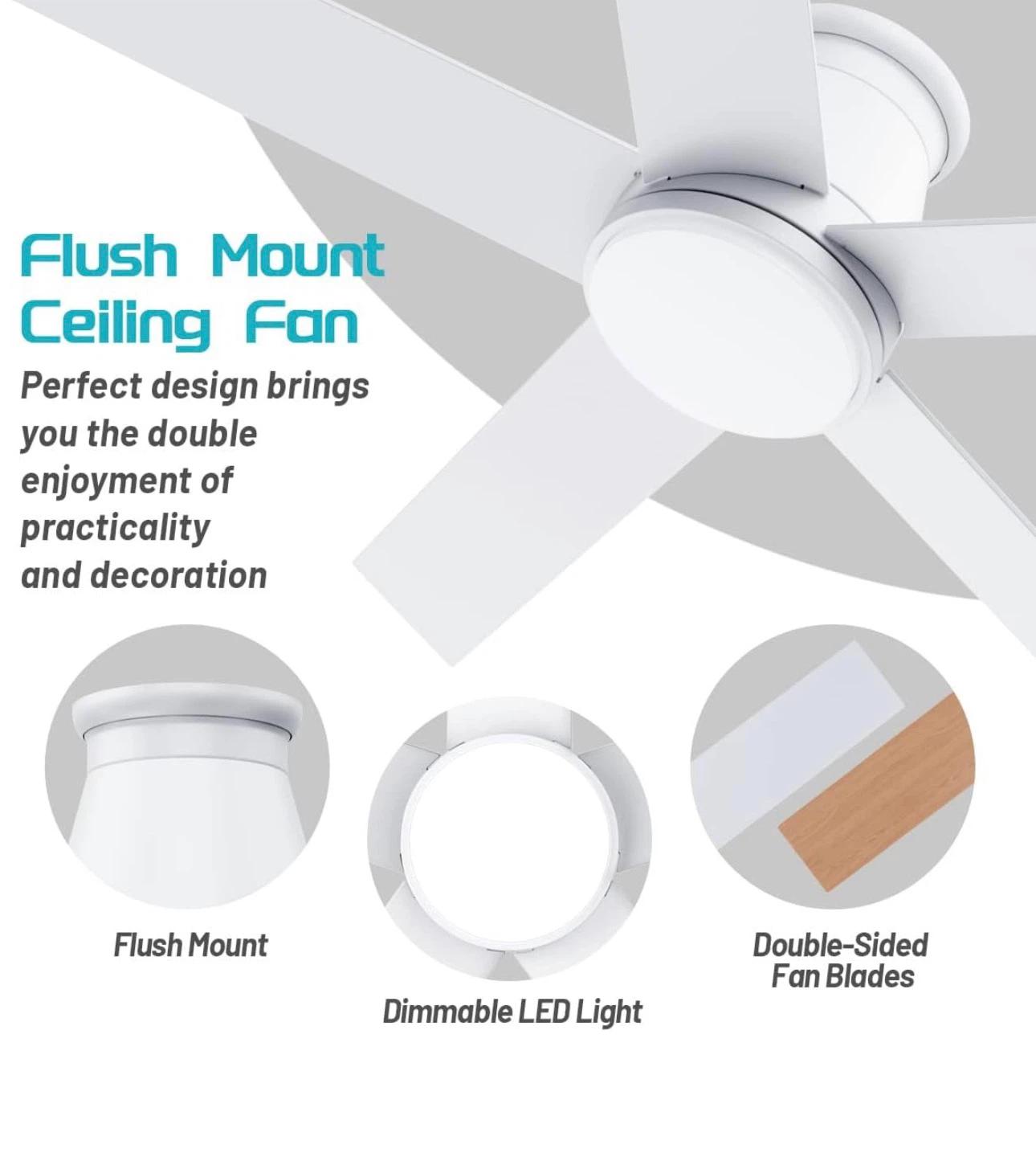 New 52" Ceiling Fan with Light and remote control - photo 3