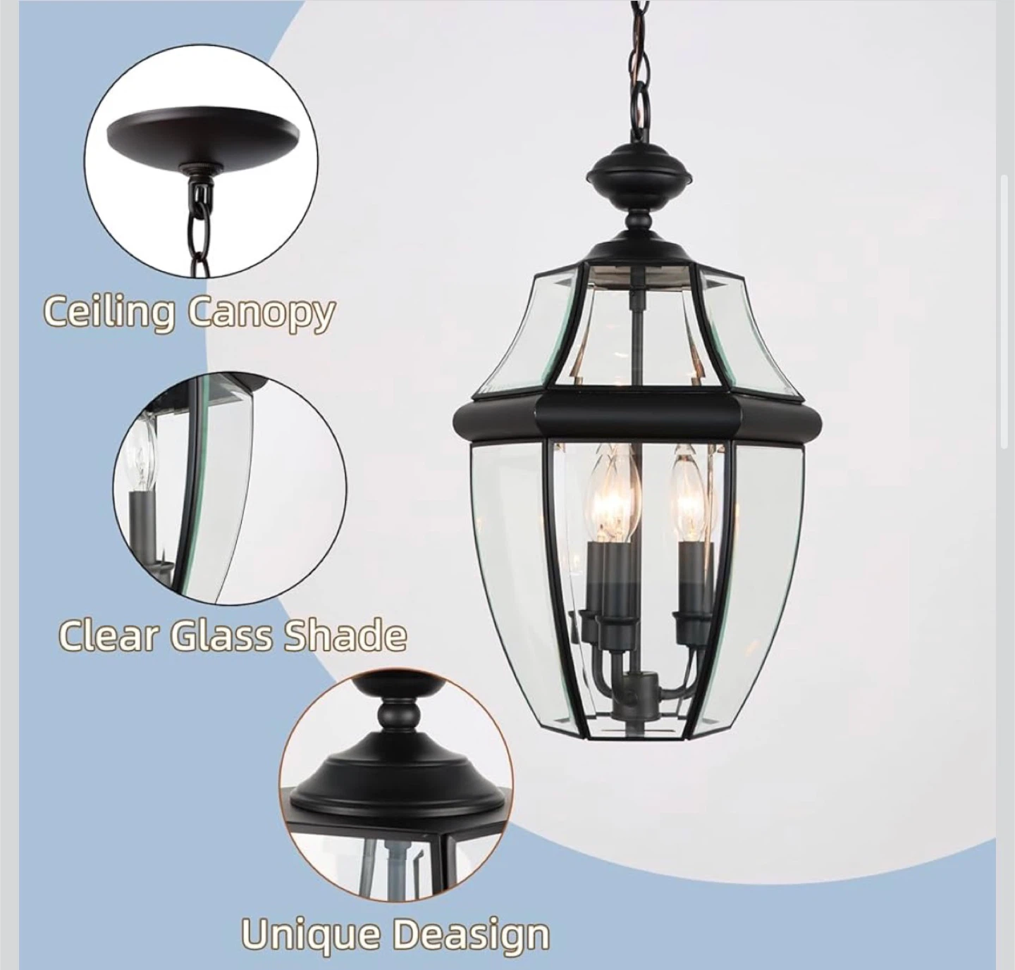 New large 3 light outdoor hanging light - photo 2