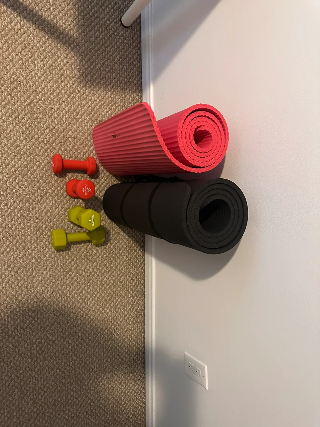 Pink Nyamba & Black GoZone Yoga Mats & weights