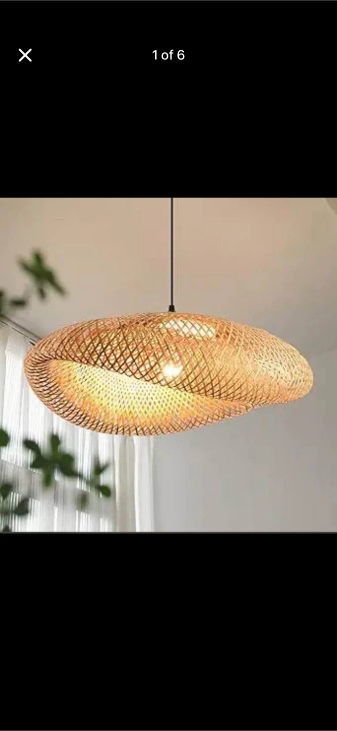 New 23.64in Bamboo Chandelier Boho Rattan Pendant Light