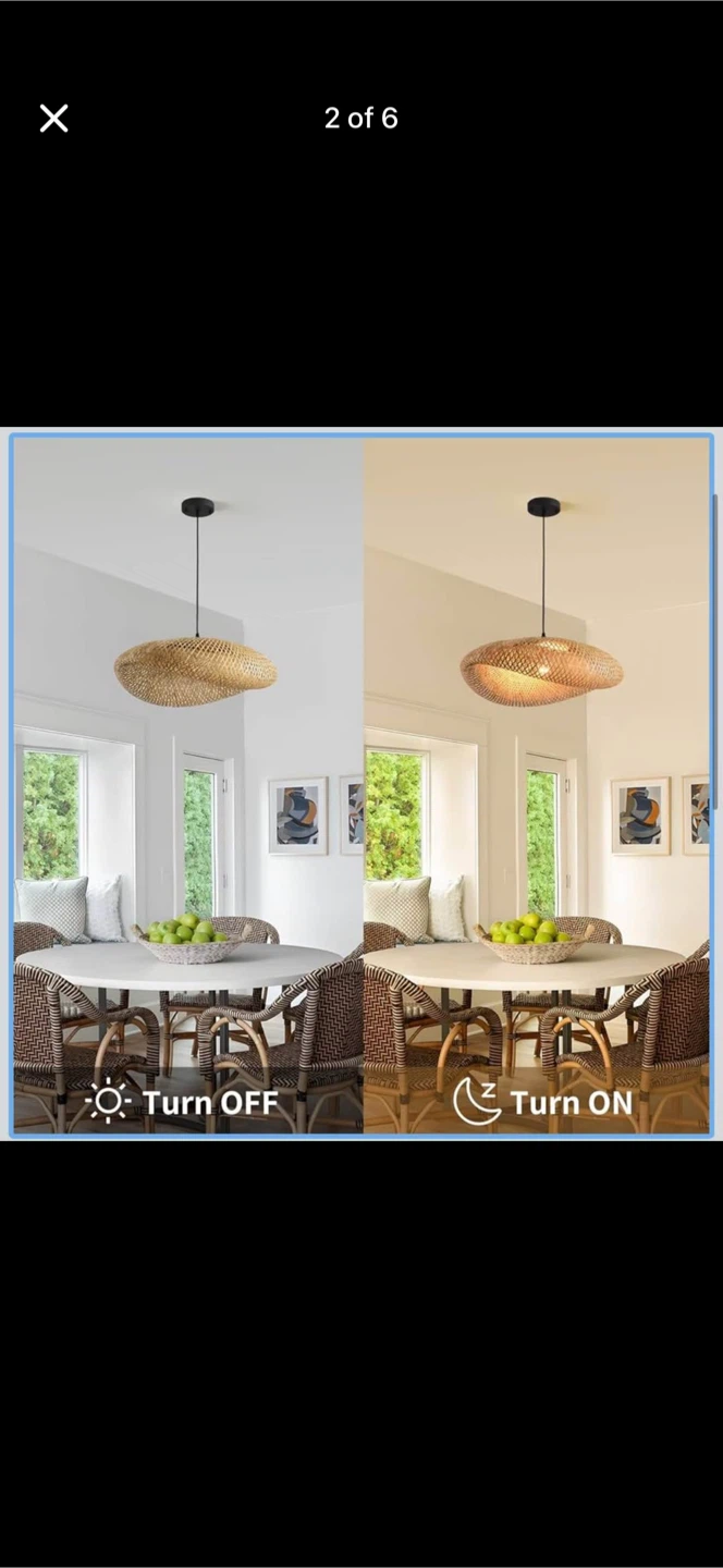 New 23.64in Bamboo Chandelier Boho Rattan Pendant Light - photo 3