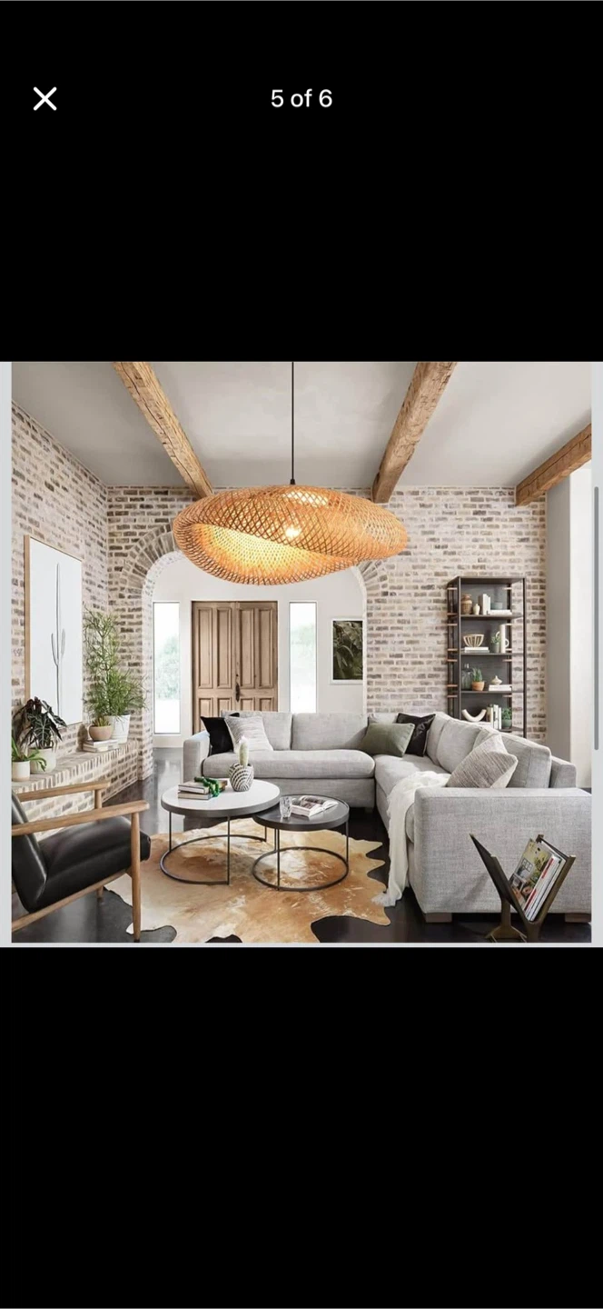 New 23.64in Bamboo Chandelier Boho Rattan Pendant Light - photo 5