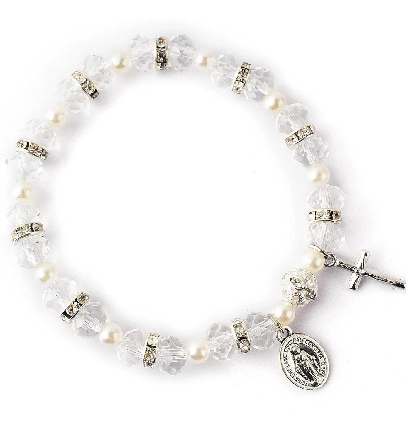 Women's Beaded Stretch Rosary Bracelet with Crucifix - photo 3