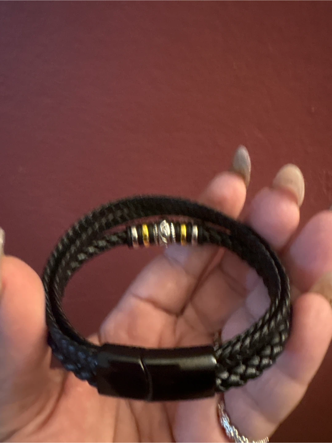 Engraved Love you Forever Black Braided Leather Bracelet - photo 2