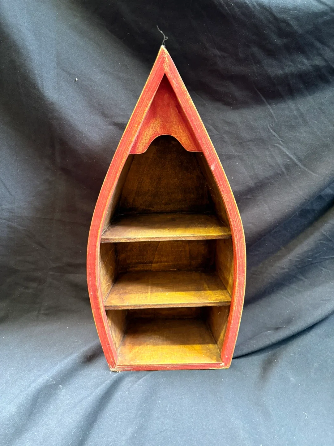 #clearout Red & Yellow Wooden Boat-Shaped Shelf