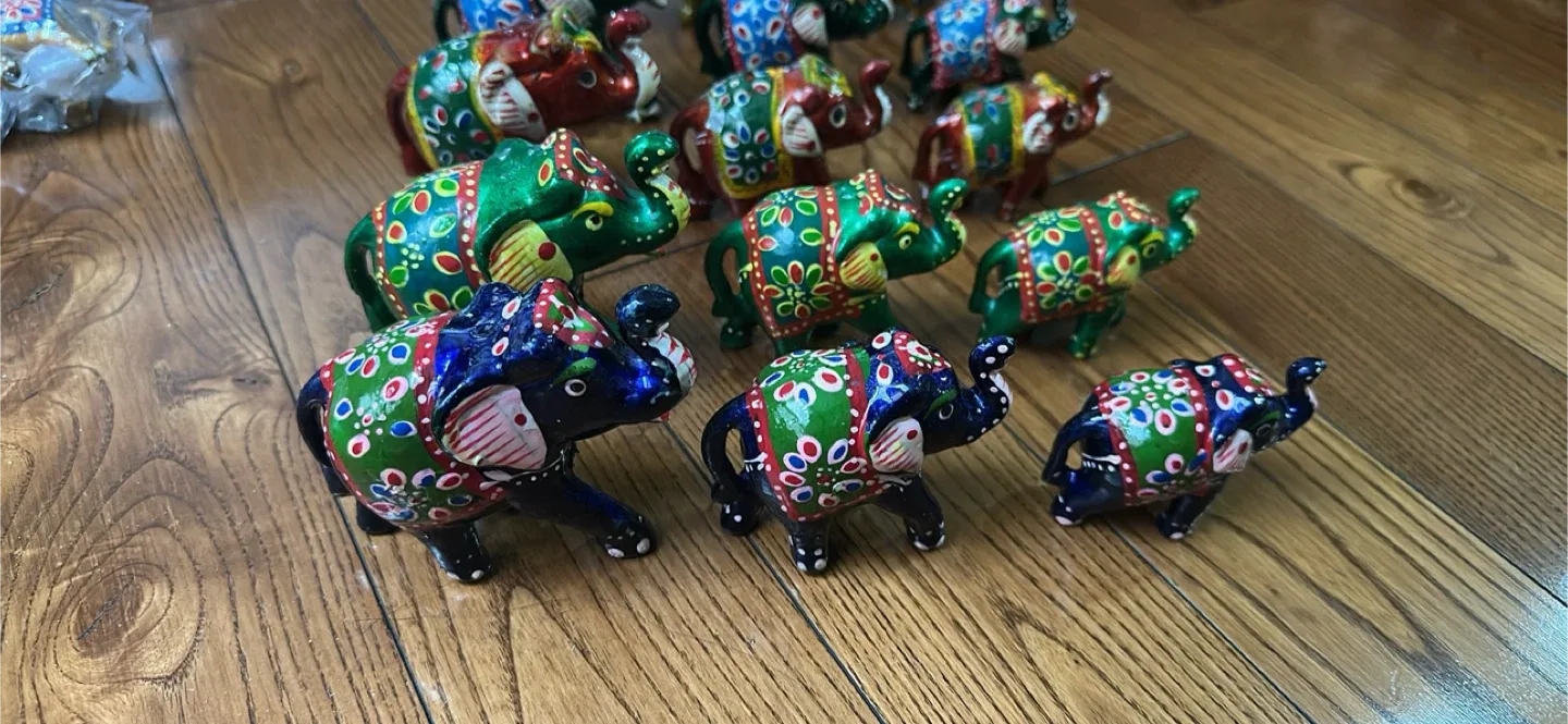 Hand Painted Decorative Elephant Figurines