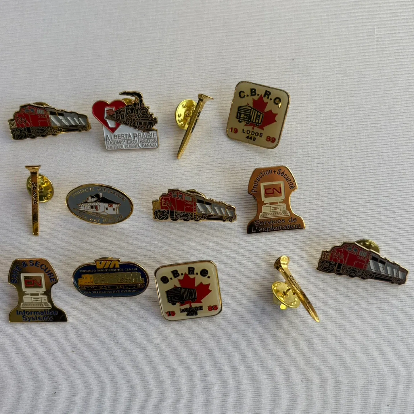 Vintage Canadian Railway Pin Lot CN Via Rail Railway Memorabilia