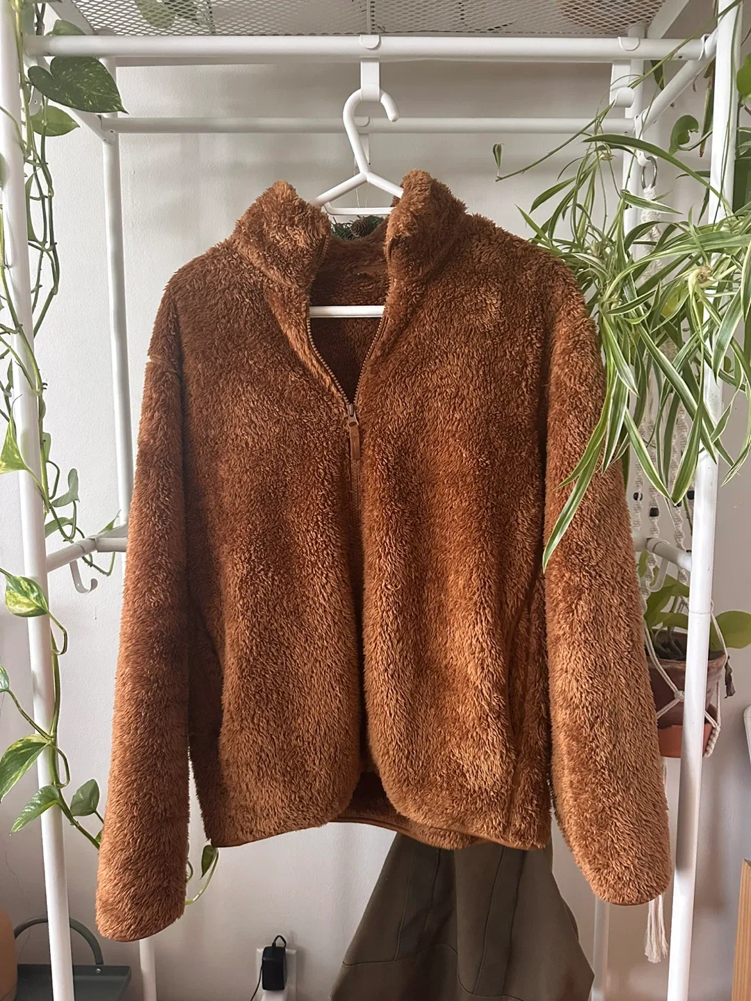 Uniqlo Fluffy Yarn Fleece Full-Zip Jacket - Brown