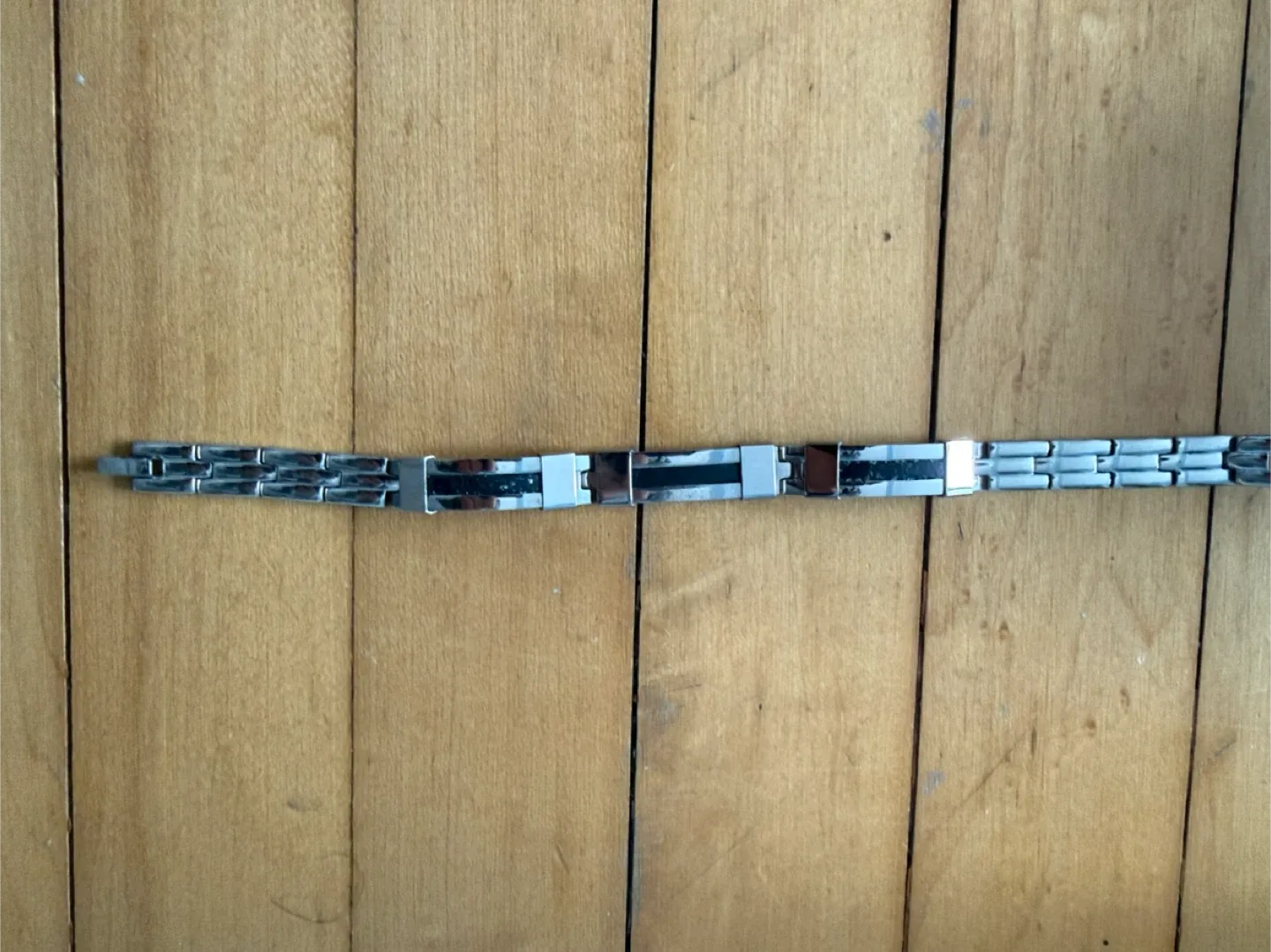 Men's Silver & Black Bracelet with Box