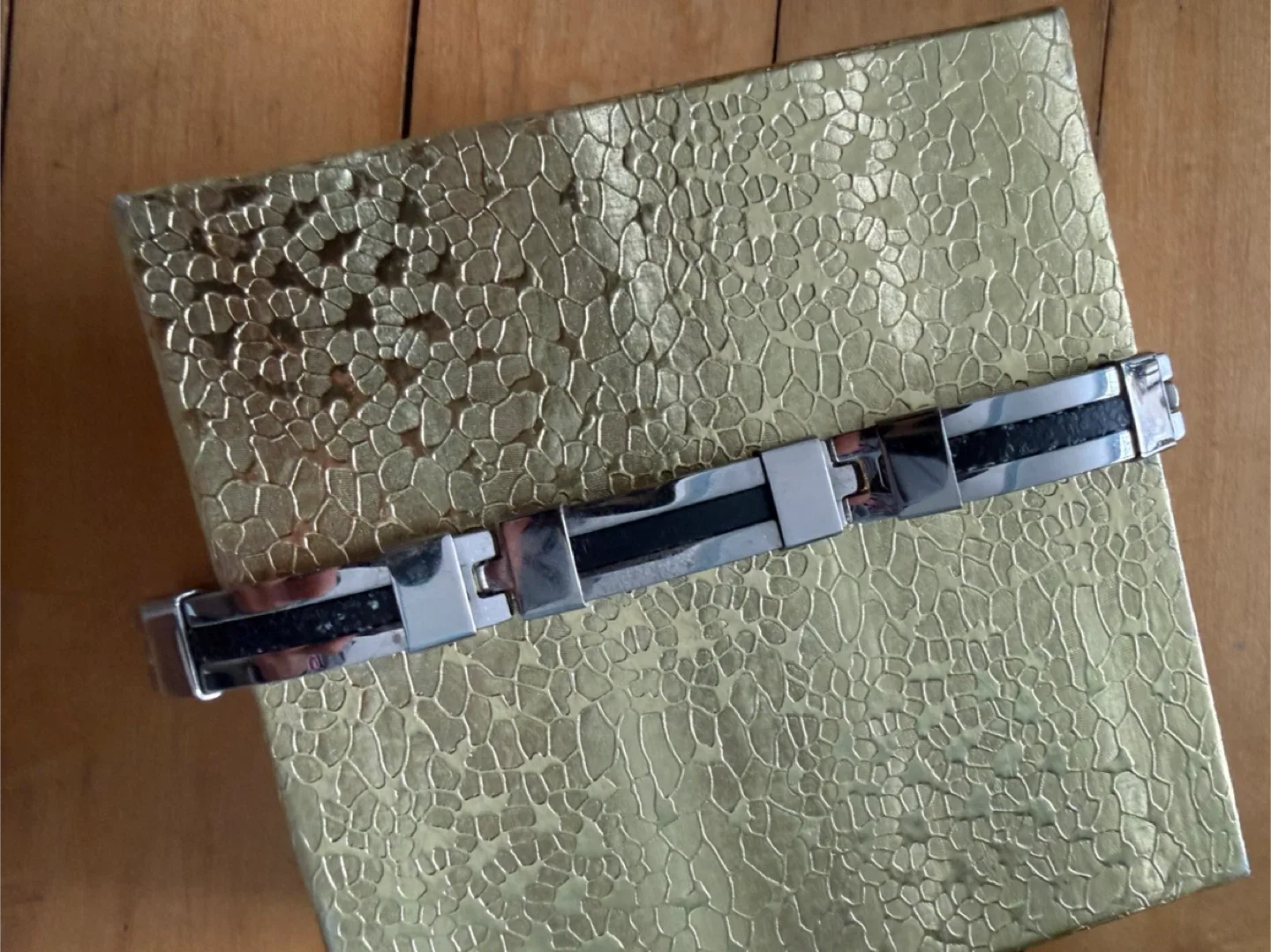 Men's Silver & Black Bracelet with Box image indicator(3)