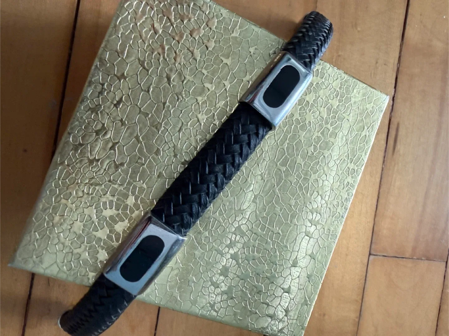 Braided Leather Bracelet, Black image indicator(2)