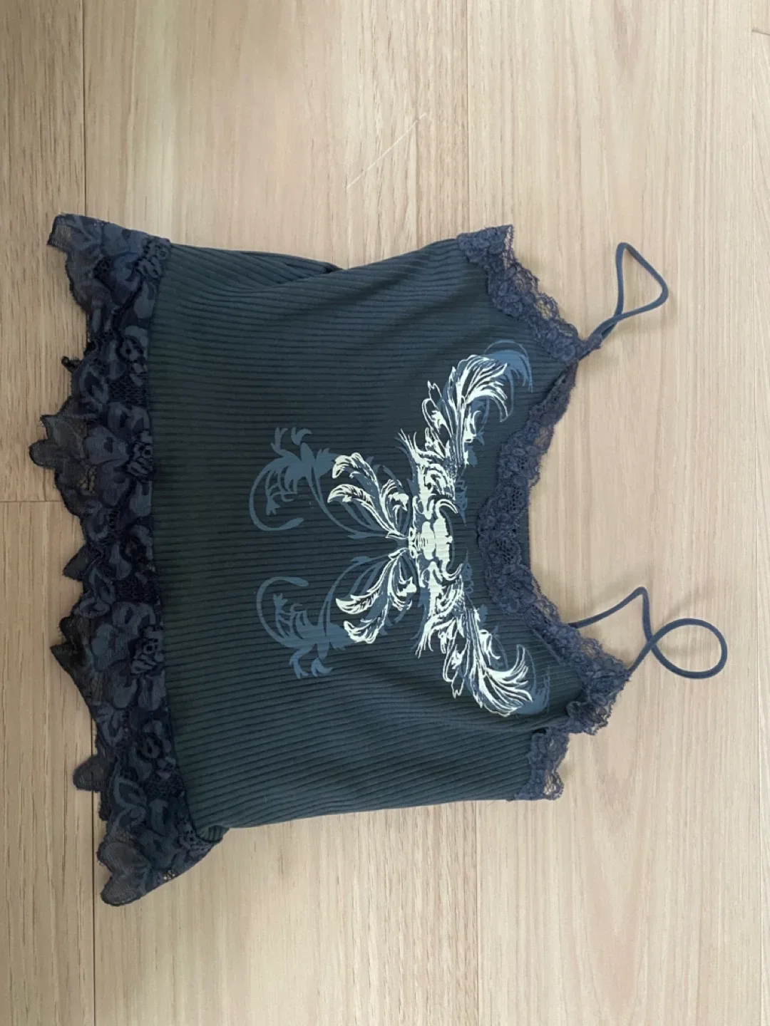 Tank Top - grey with Lace Trim