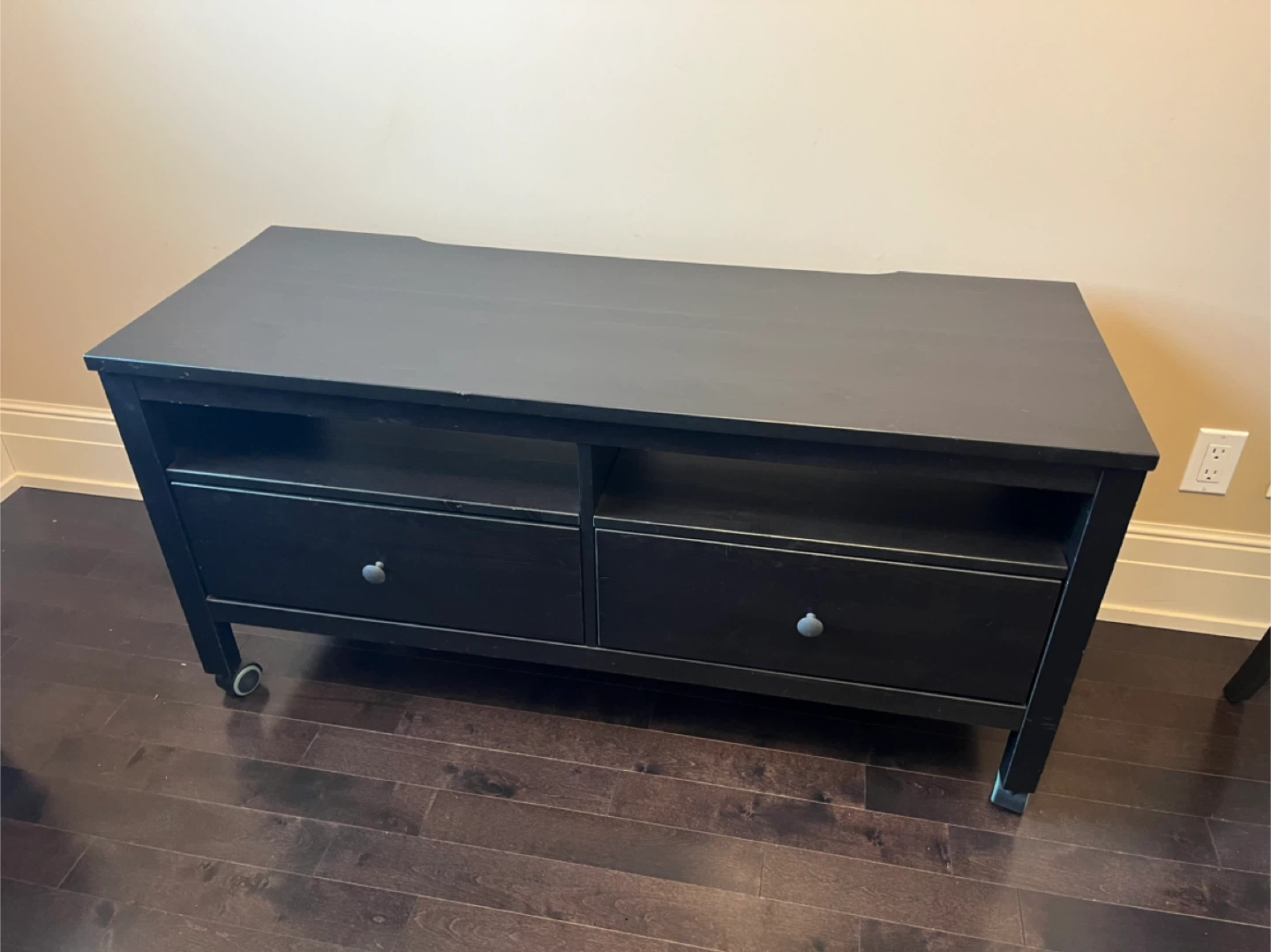 Espresso TV Stand with Drawers and Wheels