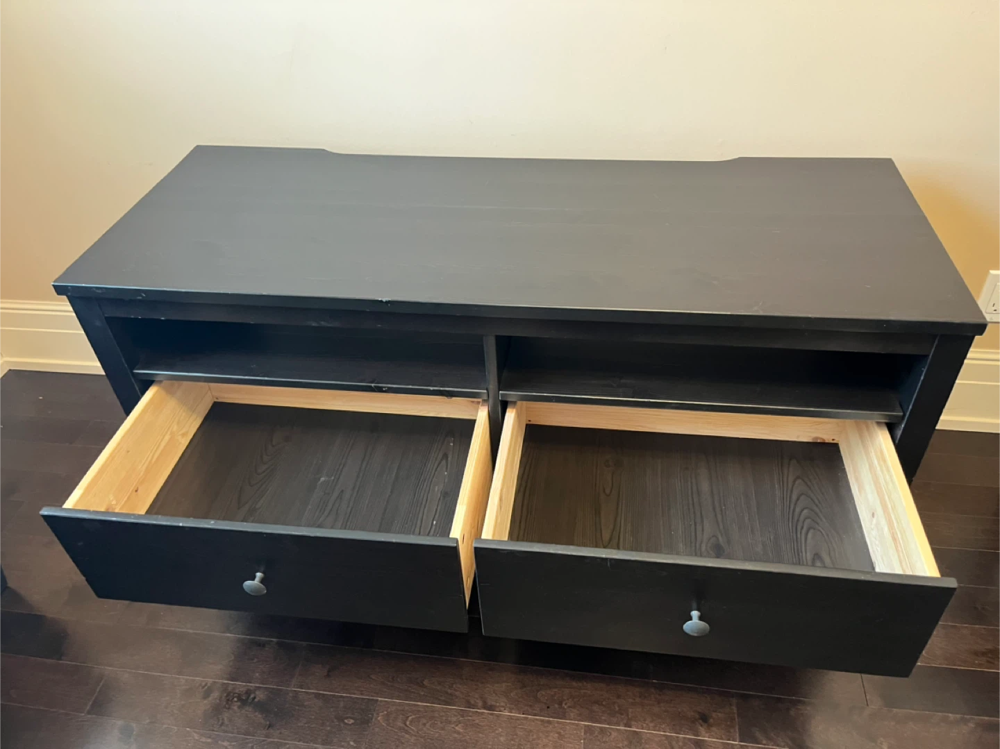 Espresso TV Stand with Drawers and Wheels - photo 4