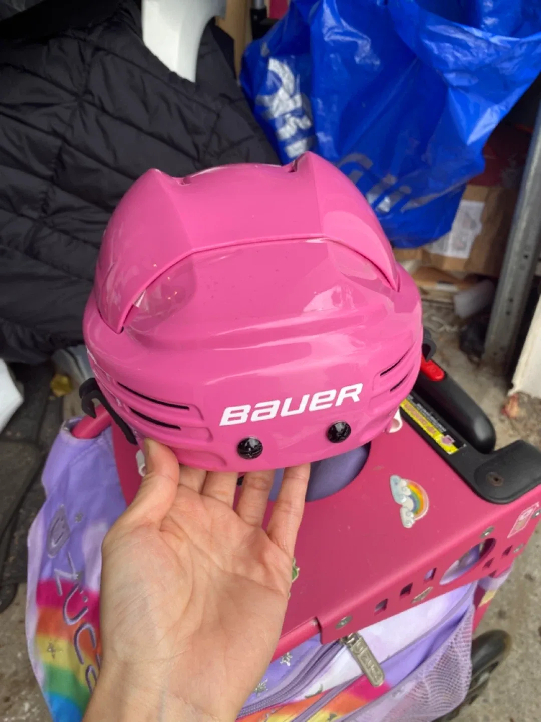 Bauer BHH2100M Pink Hockey Helmet With Cage Size S