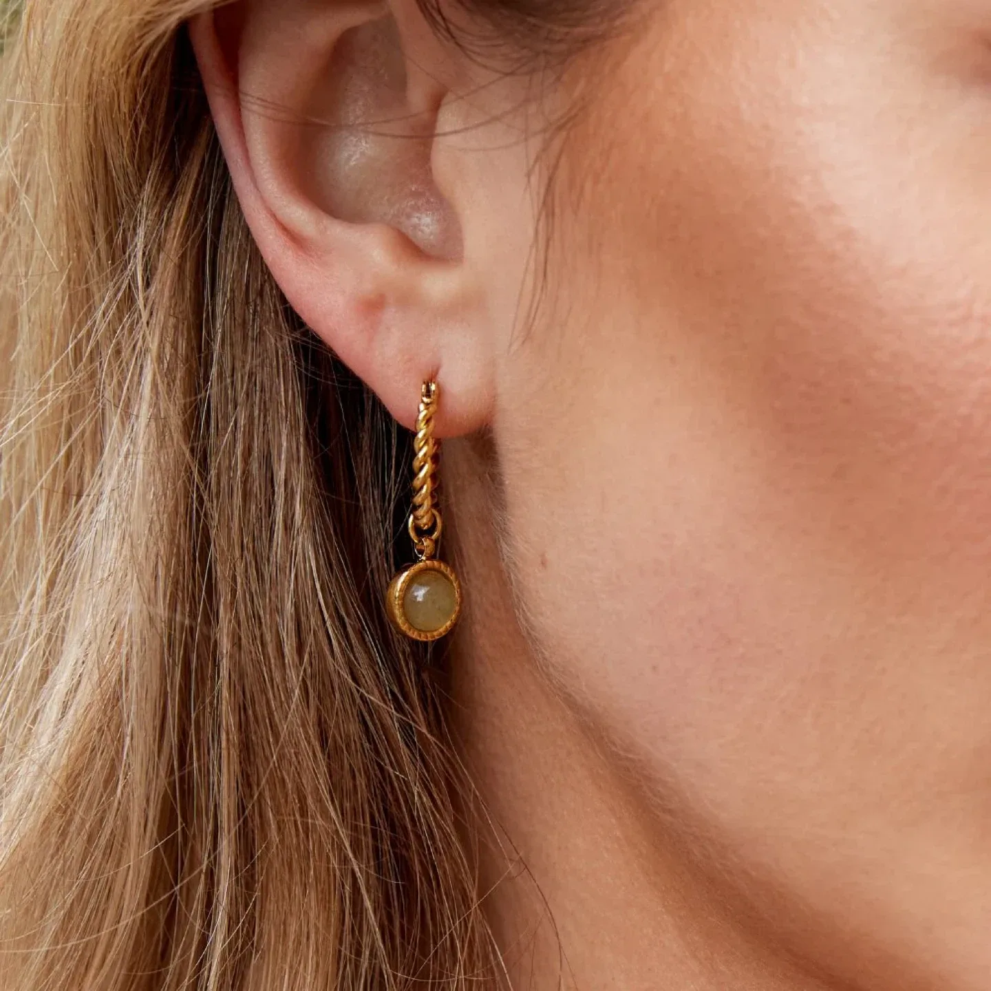 NEW - Aventurine Twisted Hoop Earrings ($40 VALUE) image indicator(2)