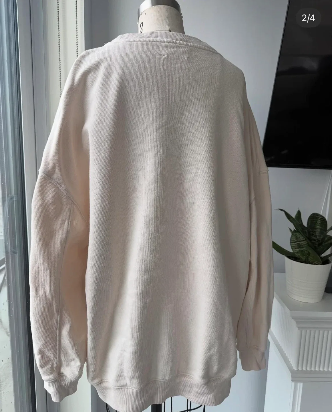 Aritzia Wilfred Cream-Colored Crewneck Sweatshirt Size M image indicator(2)