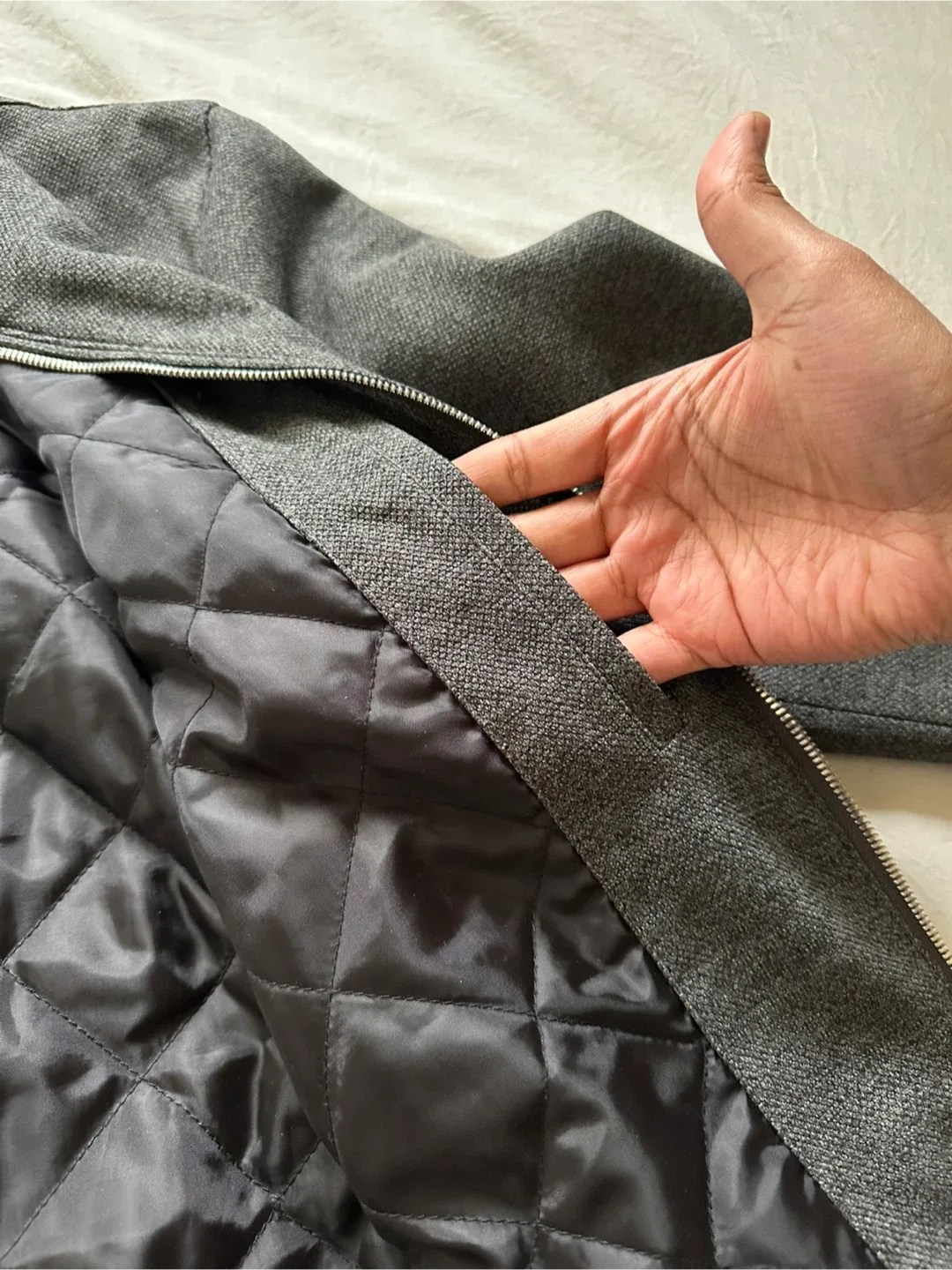 Zara Men’s Fabric Bomber Jacket - Large - Grey image indicator(3)